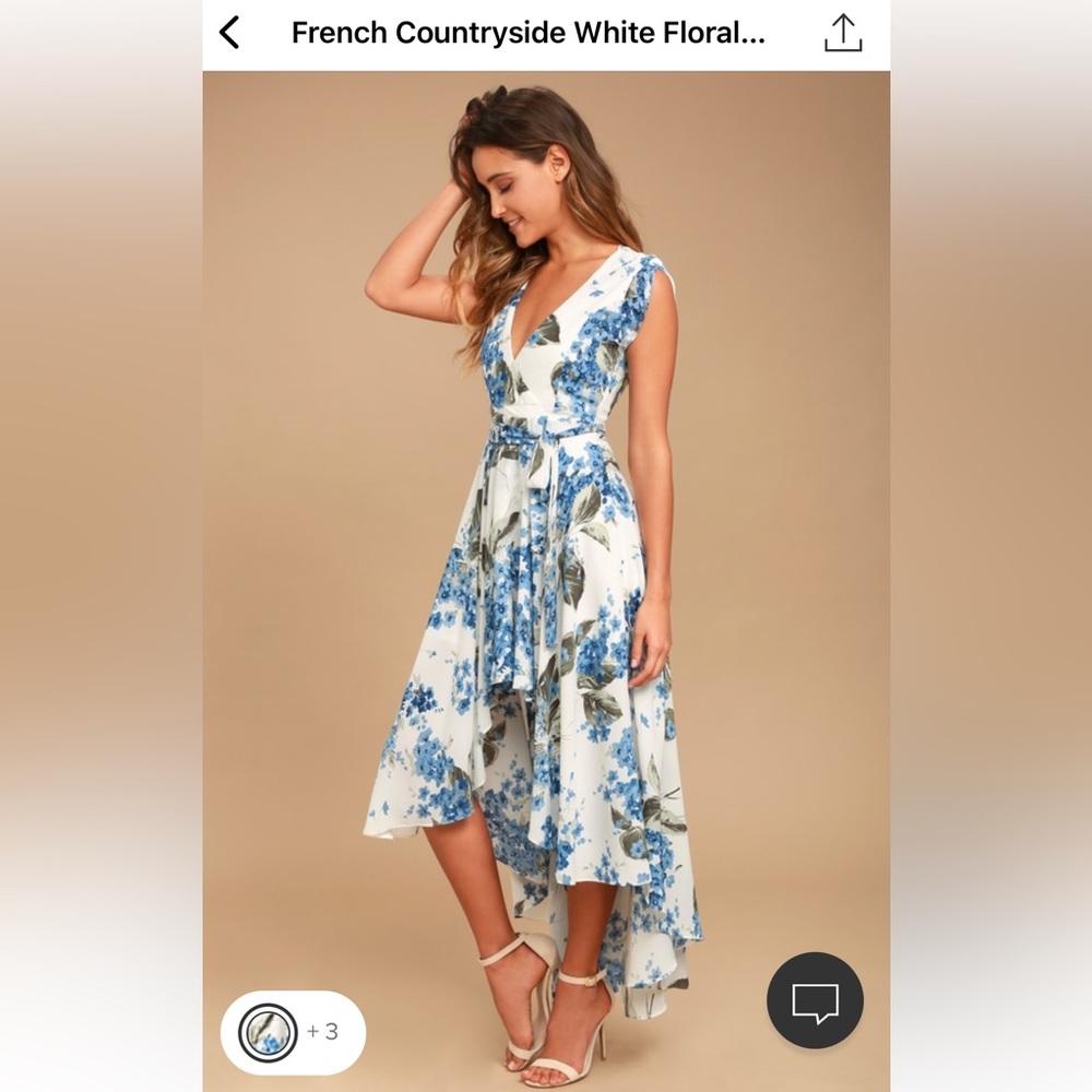 NWT Lulus french countryside white floral print high-low dress